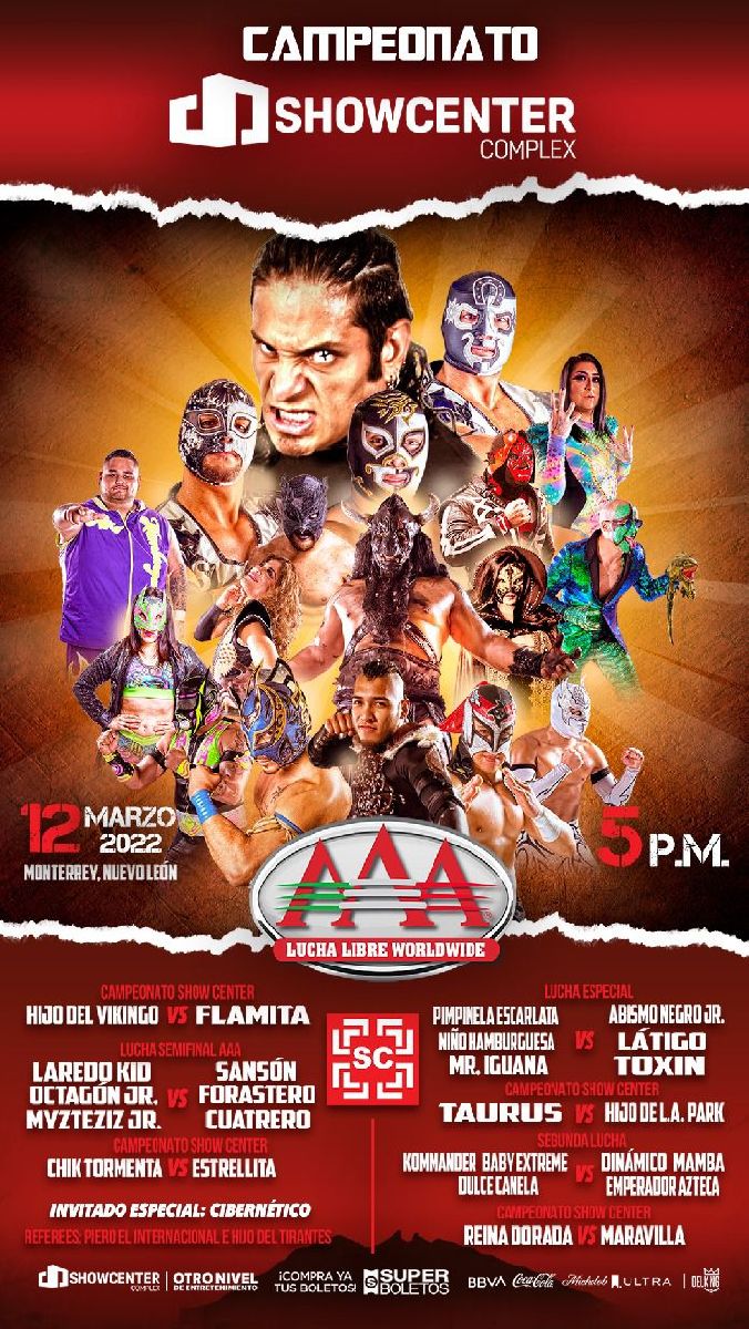 Lucha Libre AAA Worldwide se presentará en el Showcenter Complex de Monterrey