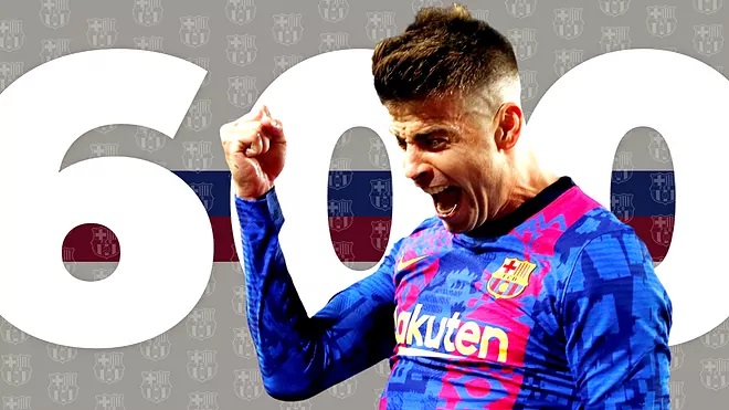 Piqué cumple 600 partidos como futbolista del Barcelona