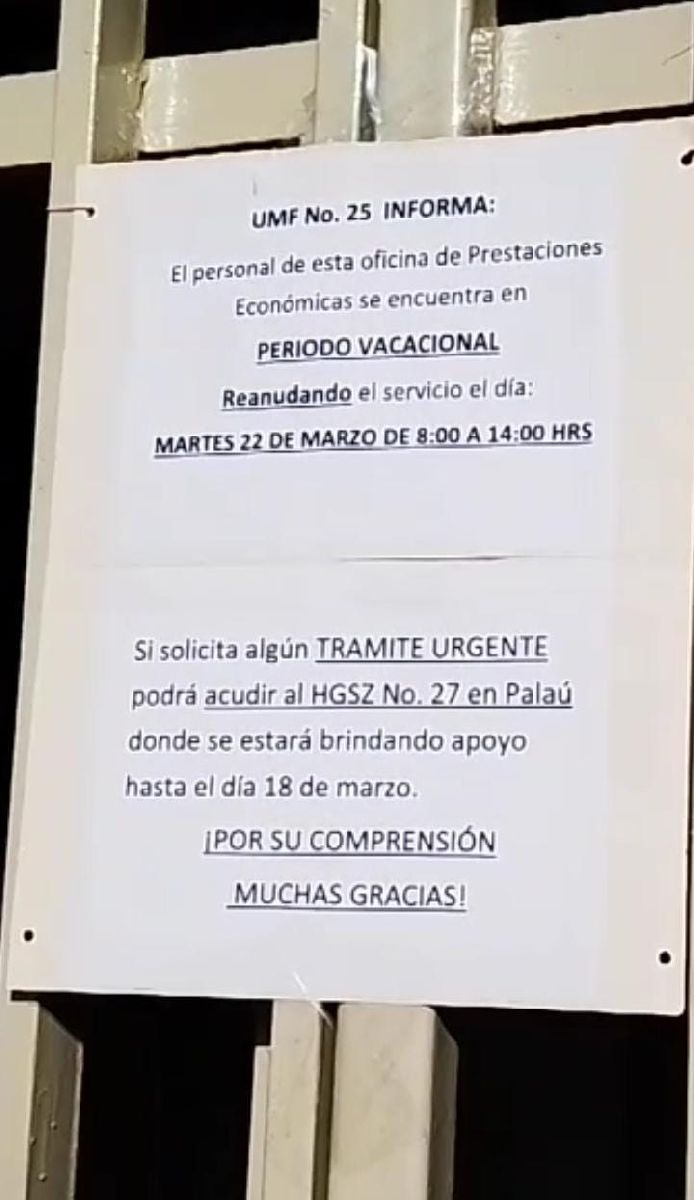 Ciudadanos catalogan como Irresponsable al personal  del área de prestaciones económicas del IMSS de Múzquiz