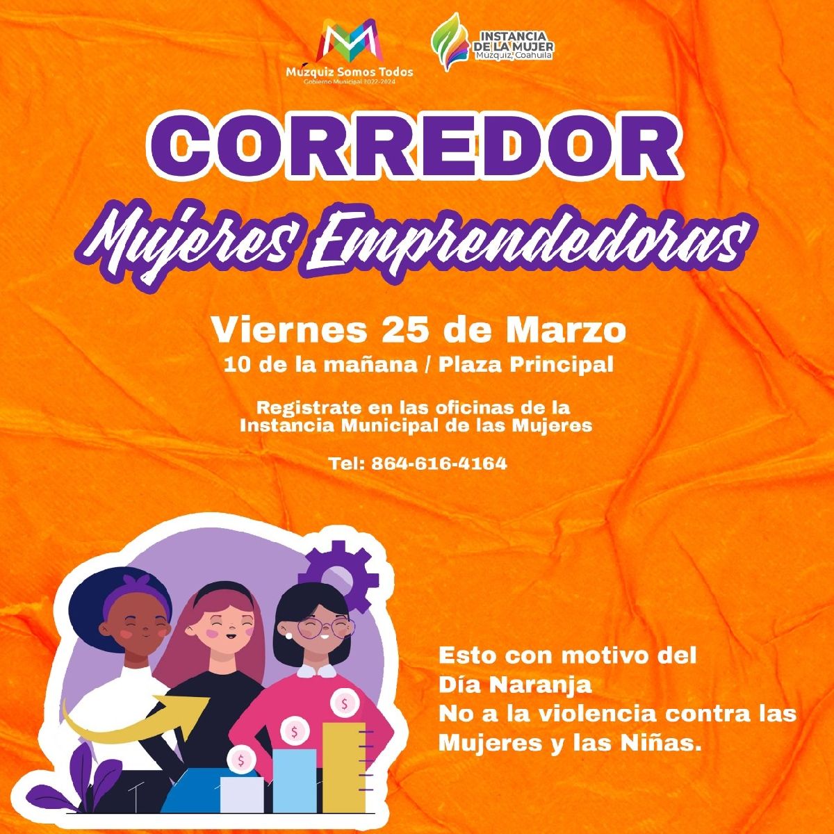Festeja Múzquiz día naranja con «Corredor para mujeres emprendedoras»