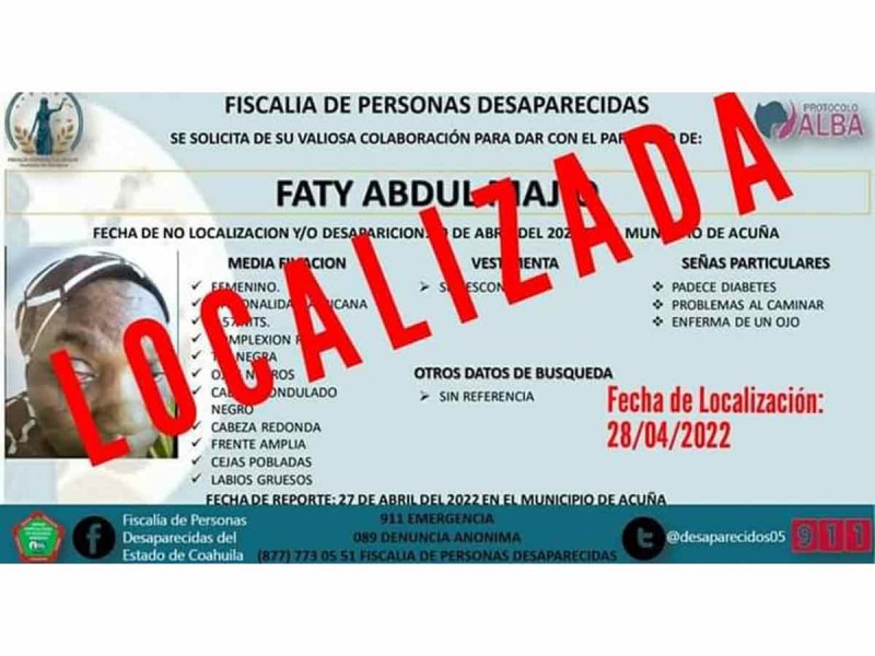 Localizan en EU a dos personas con reporte de desaparición en Coahuila