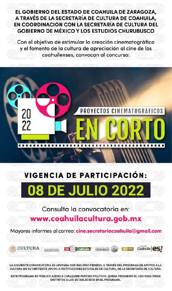 PRESENTA CULTURA COAHUILA CORTOMETRAJES GANADORES DE LA CONVOCATORIA ‘PROYECTOS CINEMATOGRÁFICOS EN CORTO 2021’