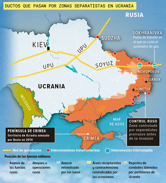 Cortan flujo de gas en zonas prorrusas de Ucrania