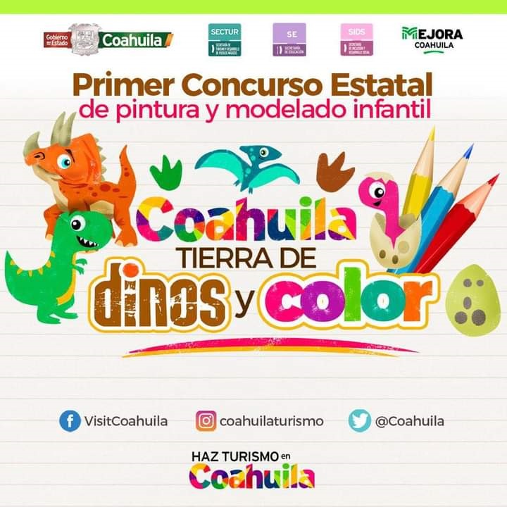 Primer concurso estatal de dibujo y modelado infantil “Coahuila Tierra de Dinos y Color”