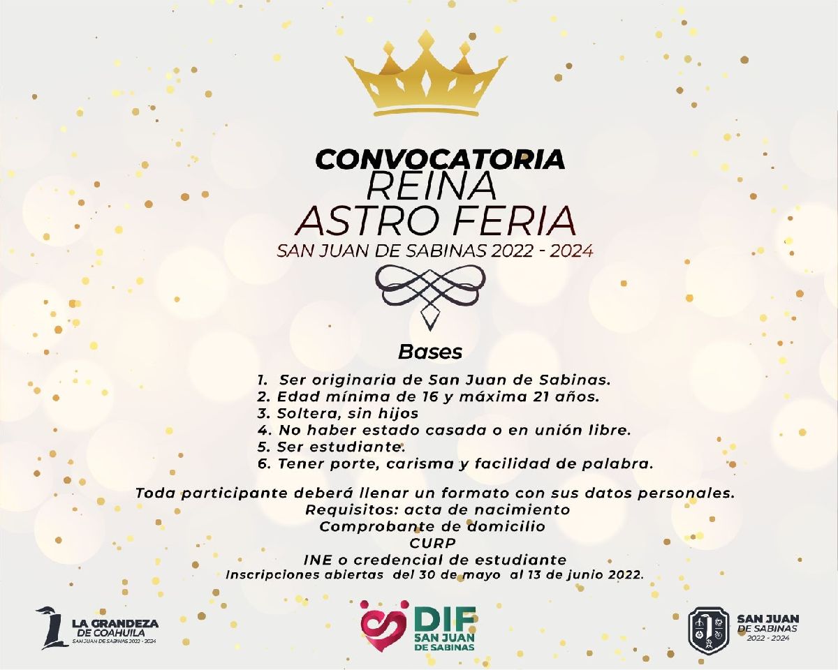 Abre DIF convocatoria para reina de Astro Feria 2022