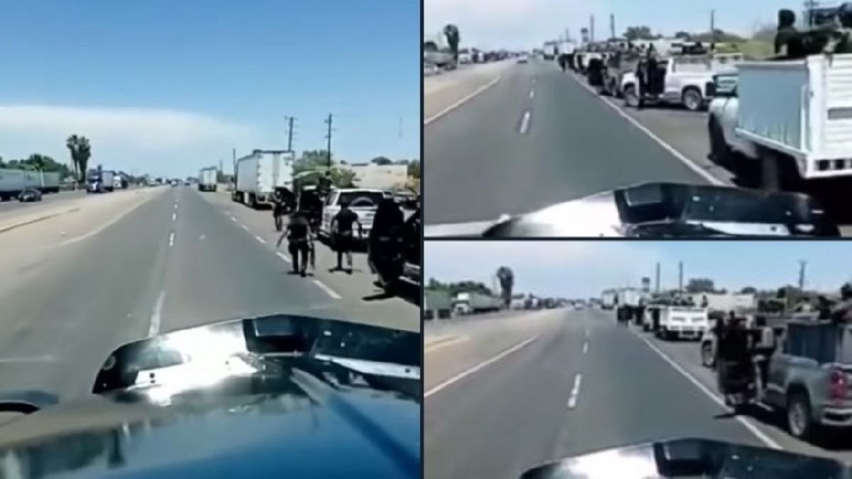 Graban a sujetos armados en camionetas sobre la México 15 en Guasave, Sinaloa