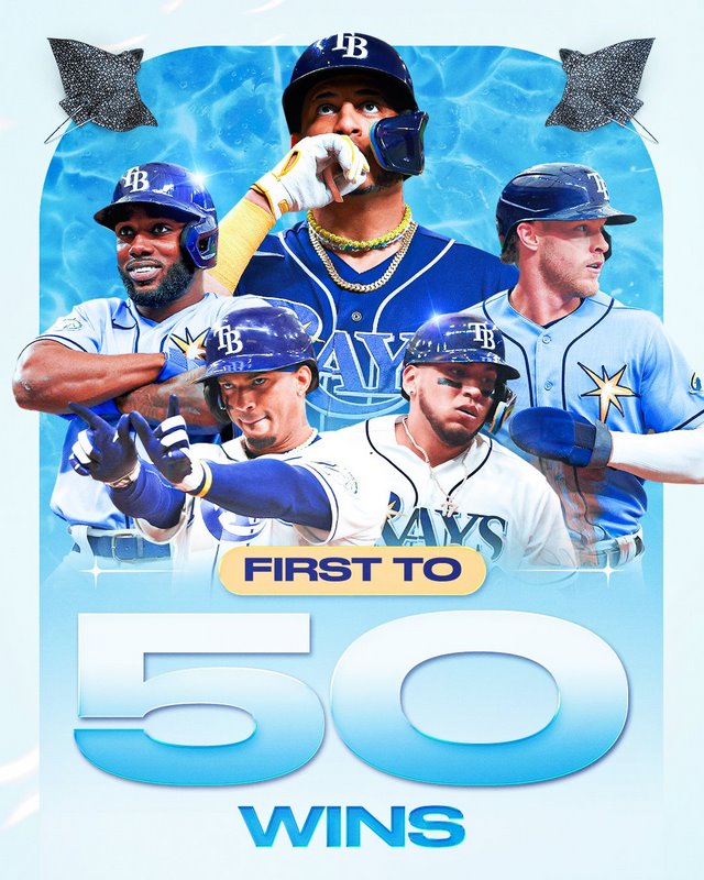 ¡50 en la bolsa! Rays, primer equipo con 50 juegos ganados en MLB