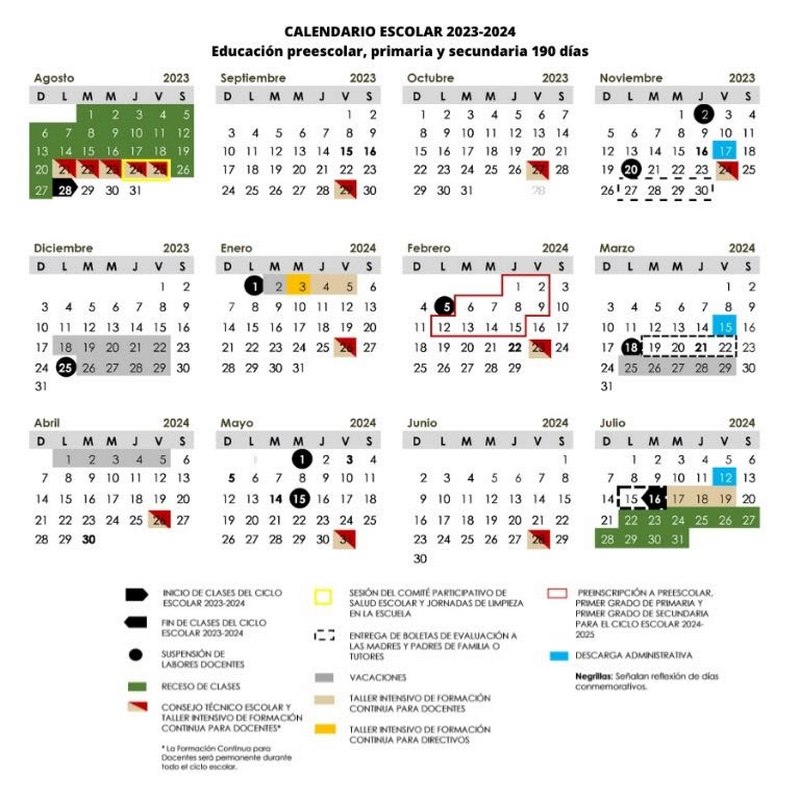 Nuevo calendario escolar 20232024