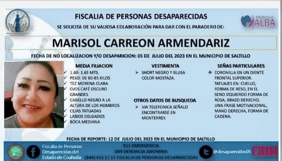 Desaparece mujer en Saltillo