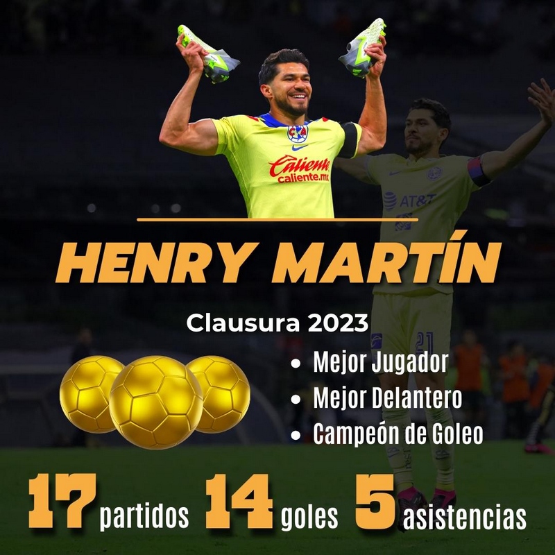 Henry Martín recibió sus tres Balones de Oro en manos de Mikel Arriola