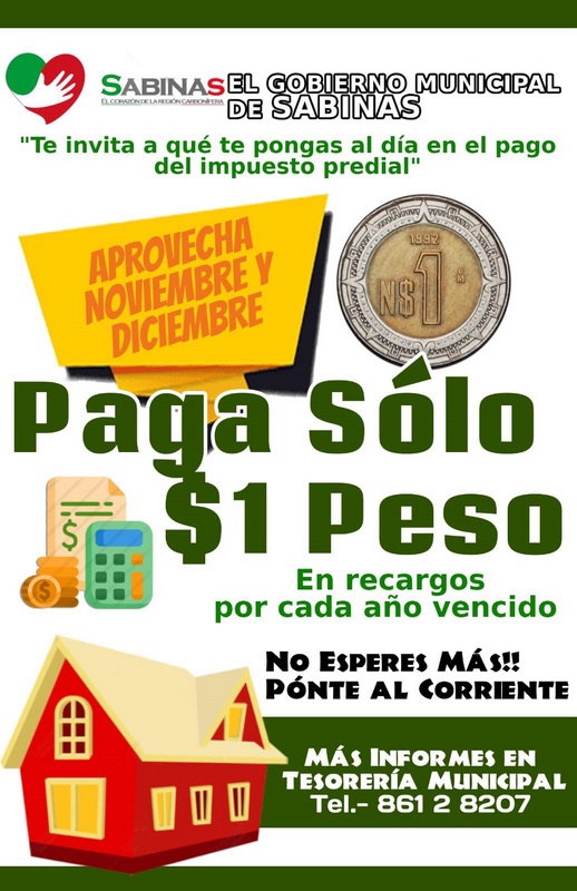 Invitan a pagar 1 peso en recargos por año vencido del predial