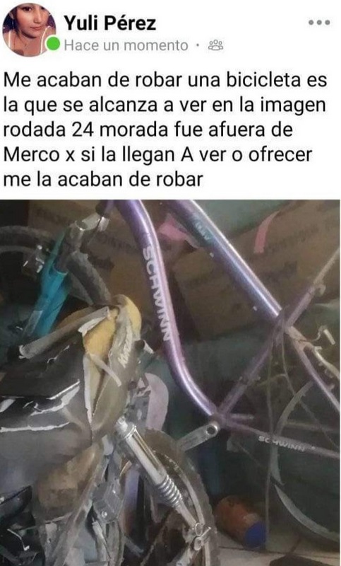 Mujer sufre robo de su bicicleta, en plena luz del día