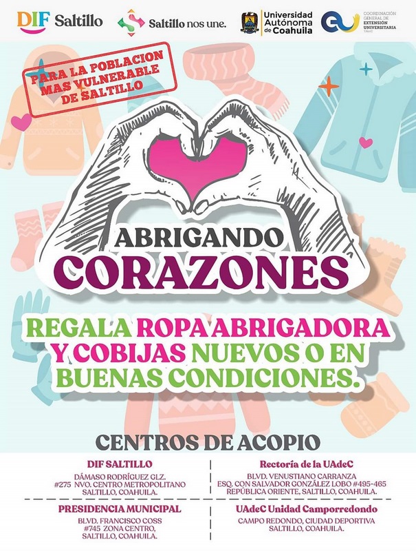 Convoca UA de C a Sumarse a la Colecta “Abrigando Corazones”