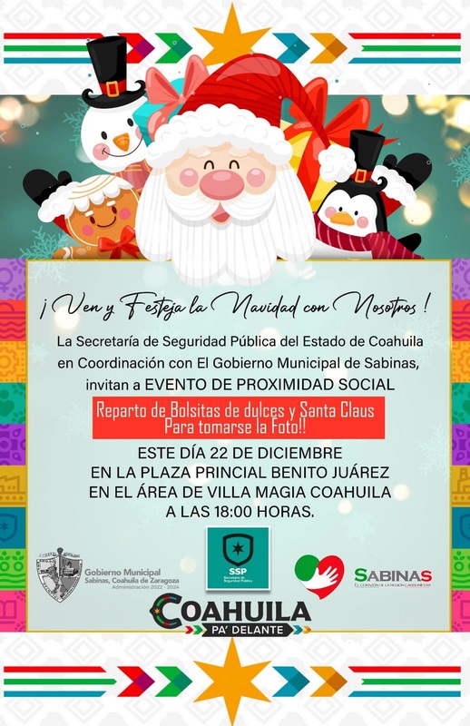 Gobierno municipal de Sabinas y SSP invitan a evento de proximidad social