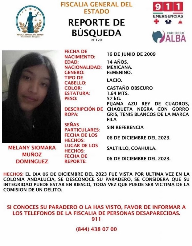 Urge localizar a menor de edad