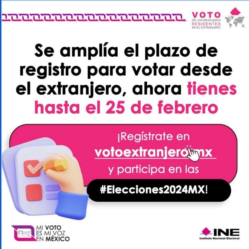 Amplia INE plazo de registro para votar desde el extranjero