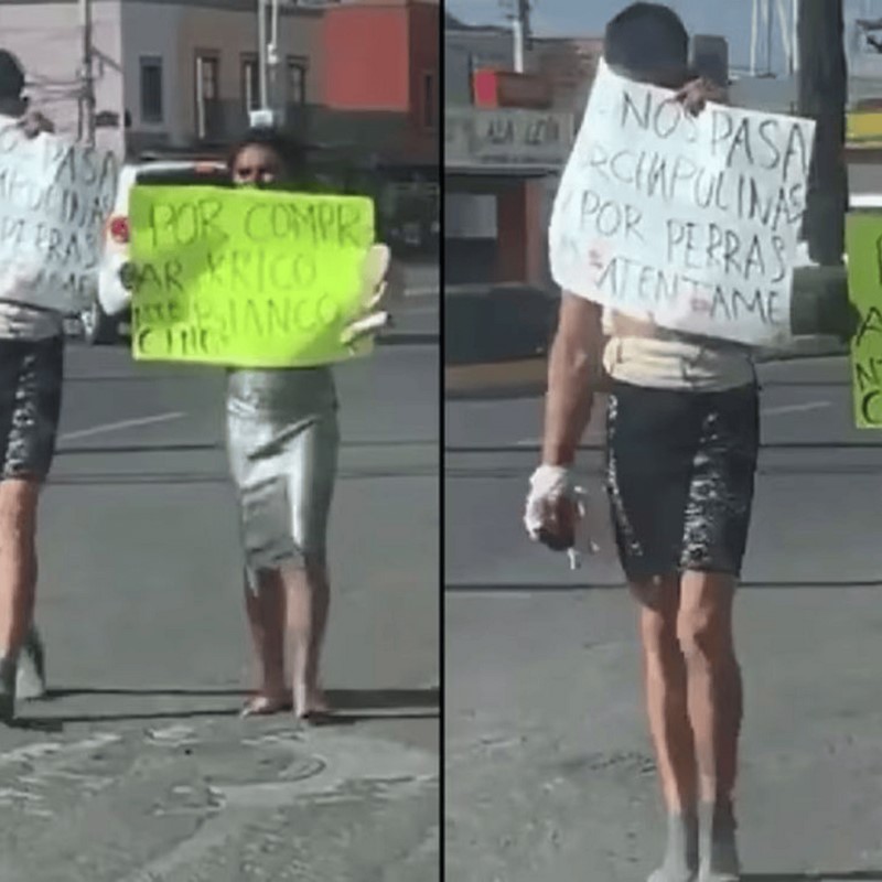 CJNG obliga a caminar con vestido, descalzos y con un letrero a hombres en Aguascalientes