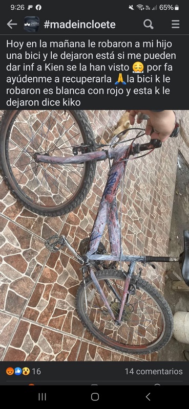 Le roban bicicleta del portal de su casa