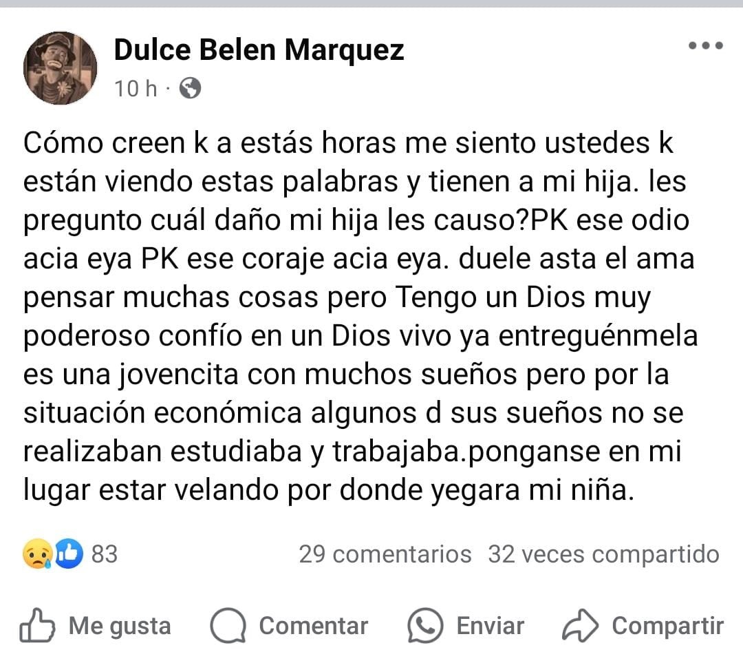 El desgarrador clamor de una madre por su hija desaparecida