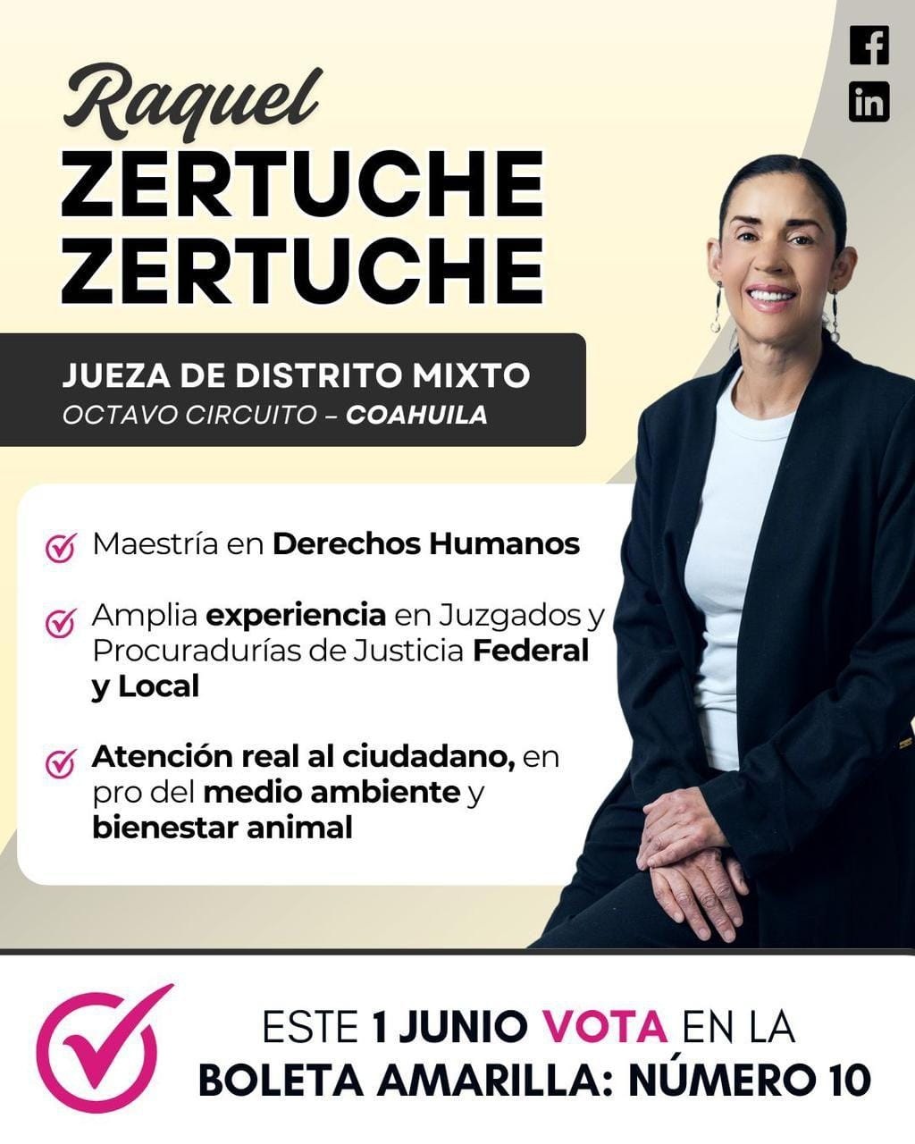 Raquel Zertuche busca acercar la justicia a los ciudadanos; es candidata a jueza de distrito mixto