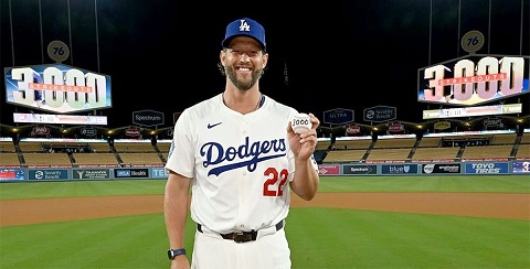 Clayton Kershaw entra al club de los 3,000 ponches en MLB