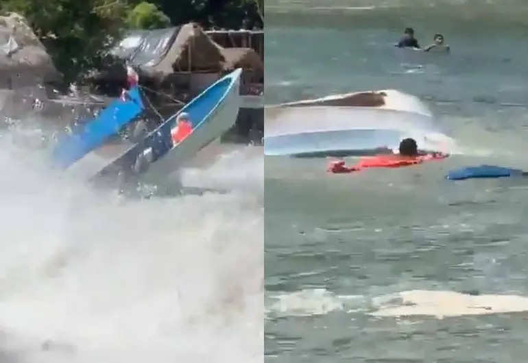 Turistas naufragan en Playa Mismaloya tras ignorar alerta por huracán Priscilla
