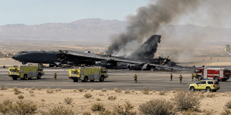 Bombardero B-52 de Estados Unidos se estrella tras despegar en base de California